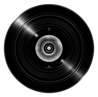 a black vinyl record on a black background